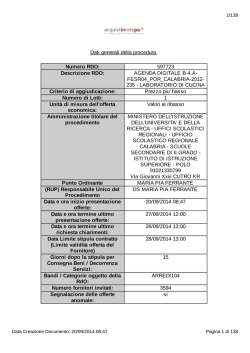 Dati generali della procedura Numero RDO