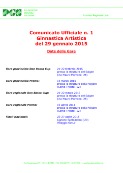 Comunicato n. 1 - PGS Provinciale Roma
