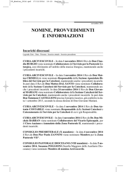 NOMINE, PROVVEDIMENTI E INFORMAZIONI