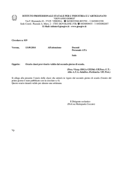 Orario e aule prima settimana (dal secondo giorno)