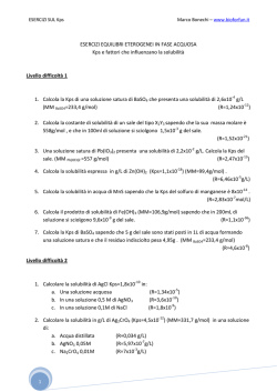 ESERCIZI EQUILIBRI ETEROGENEI IN FASE ACQUOSA