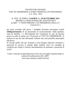 9-10 settembre 2014 - Politecnico di Bari