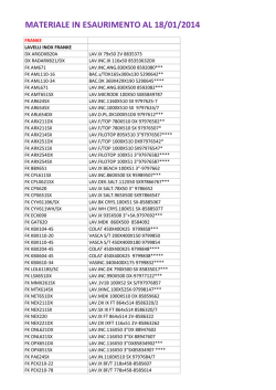 MATERIALE IN ESAURIMENTO AL 18/01/2014