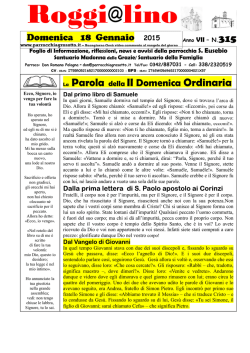 Il Roggialino Calendario liturgico settimanale