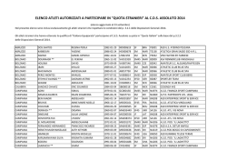 Elenco Atleti Stranieri autorizzati a partecipare al C.d.S.