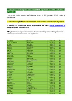 I nominativi contrassegnati dal colore verde si possono iscrivere a