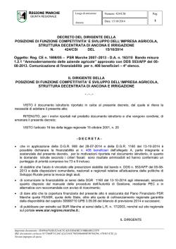 D.D.P.F. 424/CSI del 15/10/2014.