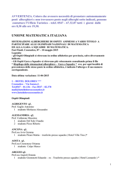 SISTEMAZIONE ALBERGHIERE 2015