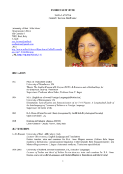 C U R R I C U L U M   V I T A E - Università degli Studi di Bari