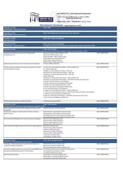PRELIMINARY PROGRAM - Update September 4, 2014