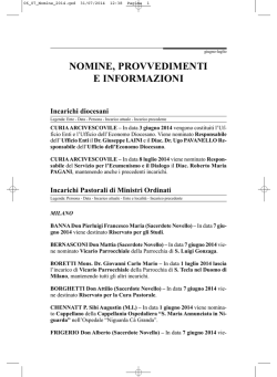 NOMINE, PROVVEDIMENTI E INFORMAZIONI