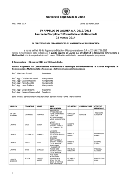 Commissioni Laureandi CMTI INF IV APPELLO MARZO 2014