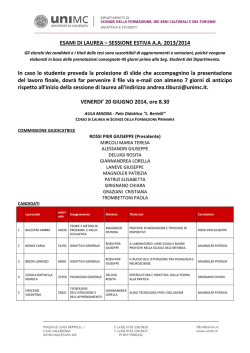 ESAMI DI LAUREA &ndash; SESSIONE ESTIVA A.A. 2013/2014 In caso lo