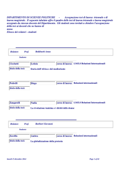 Elenco tesisti per docente - Dipartimento di Scienze Politiche