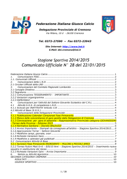 Comunicato Ufficiale N° 28 del 22/01/2015