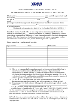 INCARICO PER LA PERIZIA ECONOMETRICA SU CONTRATTO DI