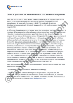 quotato 18 crediti - Fantagazzetta.com