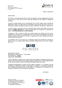 Comunicazione fusione FIS e Antex
