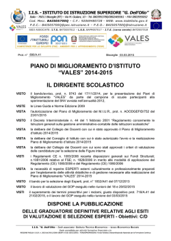 PIANO DI MIGLIORAMENTO D`ISTITUTO &ldquo;VALES&rdquo; 2014
