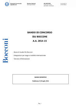 BANDO DI CONCORSO ISU BOCCONI A.A. 2014-15