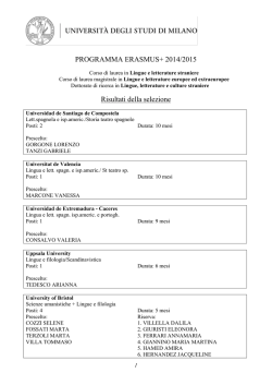 Esito Area Lingue - Universit&agrave; degli Studi di Milano