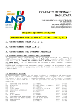 Comunicato Ufficiale n. 37 del 20/11/2013
