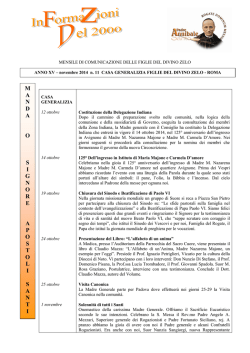 Informazioni Novembre 2014 n.11 - FDZ Istituto Figlie del Divino Zelo