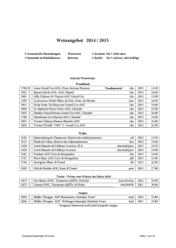 Preisliste September 2014/2015