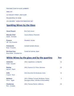Sparkling Wines by the Glass White Wines by the