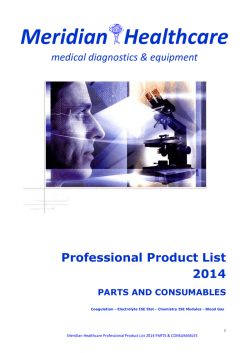Professional Product List 2014 PARTS AND CONSUMABLES
