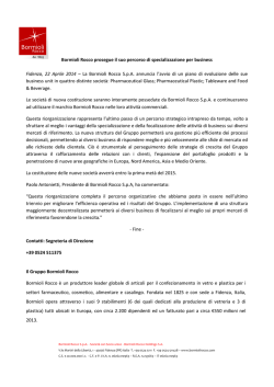 Bormioli Rocco prosegue il suo percorso di specializzazione per