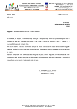 Prot.n. 3040 Olbia, l&igrave; 4.07.2014 Circ.n.109 Ai