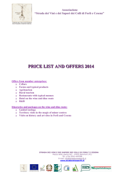 PRICE LIST AND OFFERS 2014 - Strada dei vini e dei sapori