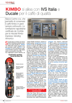 KiMBo si allea con IVS Italia e Ducale per il caffè di qualità