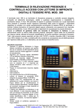 terminale di rilevazione presenze e controllo accessi con lettore di