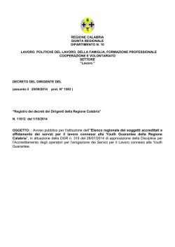 Decreto n.11612 del 01.10.2014