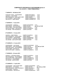 Calendari Giovanissimi provinciali prima