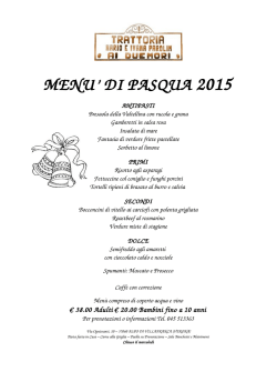 Men&ugrave; Pasqua 2015 - Trattoria Parolin