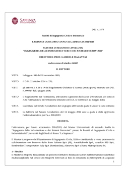 D.R. n. 1875 Facolt&agrave; di Ingegneria Civile e Industriale BANDO DI