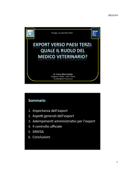 EXPORT VERSO PAESI TERZI: QUALE IL RUOLO DEL MEDICO