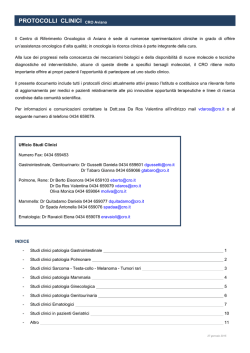 PROTOCOLLI CLINICI CRO Aviano