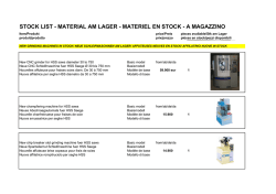 STOCK LIST - MATERIAL AM LAGER - MATERIEL EN