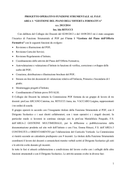 PROGETTO OPERATIVO FUNZIONE STRUMENTALE AL P.O.F.