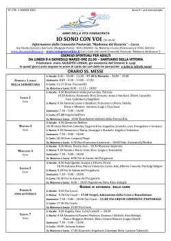 Avvisi comunit&agrave; pastorale Madonna del Rosario
