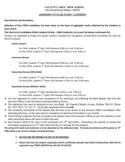 Dear Parents and Guardians, Selection of Non CGHS candidates
