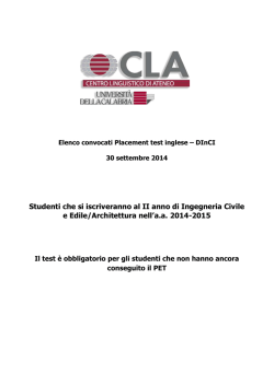 Convocazioni PT 30 settembre 2014