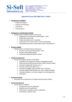Argomenti Corso SAP ABAP Aula + Online - Si