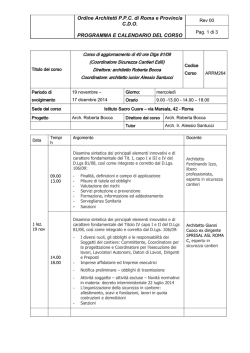 Ordine Architetti P.P.C. di Roma e Provincia C.D.O. PROGRAMMA E