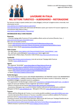 lavoro in italia nel settore turistico, alberghiero, ristorazione: link utili
