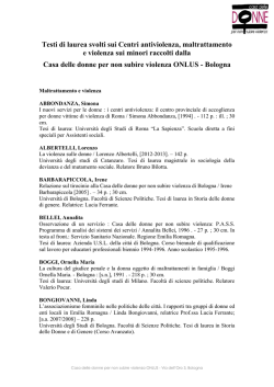 Testi di laurea svolti sui Centri antiviolenza, maltrattamento e